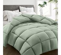 HYLEORY Edredón de cama tamaño King California para todas las estaciones, relleno de edredón acolchado alternativo con pestañas en las esquinas, cálido para invierno, lavable a máquina, verde salvia