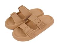 HYLM Nubes Mujeres Original Belt, Sandalias Nube Hebillas, Unisex Doble Hebilla Suave Verano Slipper, marrón, 37/38 EU