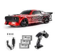 Hylukon Coche Teledirigido Escala 1:14 RC Drift Car, 2,4 GHz 35 km/h Coche de Deriva Eléctrico 4WD de Alta Velocidad con Luces LED, RC390 Motor RC Coche de Carreras para niños y Adultos