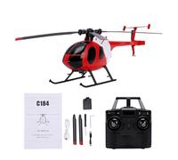 Hylukon Helicóptero RC de 4 canales, helicóptero teledirigido a escala 1:48, flybarless 2.4G avión giroscópico de 6 ejes, posicionamiento de altura, despegue y aterrizaje con un botón (rojo)