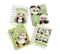 HYMAOME 4pcs Mini Spiral Notebook Lined Coil Notepad Portable Pocket Sketchbook, Small Panda To Do List Memo Pads for Notes/Daily Planner/Inspiration Journal (Panda)