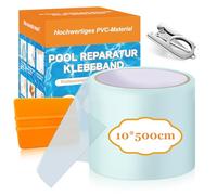 Hymarvo Parches Piscina Bajo Agua,10x500cm Grandes Kit Reparación Piscinas PVC, Cinta Adhesiva Para Piscinas Impermeable, Repara Pinchazos Piscina Para la Piscina, Colchon Hinchable,Liner Piscina