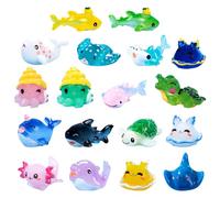 HYMBCFW Mini Figuras de Océano, 18PCS Figuras de Animales del Océano de Resina Miniaturas Animales Marinos Criaturas Diminutos Marinos Modelo Juguetes Micro Paisaje Decoración para Acuario Adorno