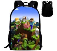 HYMBCFW Minnecraft Mochilas Infantiles, Mochila Escolar para Niños 3D Estampado Mochila Impermeable Escolar Mochila Escolar de Dibujos Bolsa Viaje Ligero Bolsa para Niña Cumpleaños Regalo
