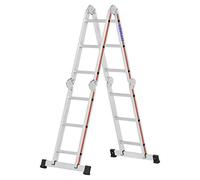 Hymer 414312 - Escalera multiusos con plataforma de trabajo (4 x 3 peldaños, 60 mm, aluminio, plegable, 3,47 m)