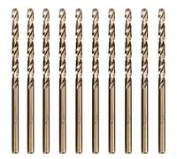 Hymnorq Juego de 10 brocas helicoidales fraccionales Jobber de 1/8 pulgadas, acero cobalto M35 resistente al calor, vástago totalmente rectificado y recto, adecuadas para perforaciones repetidas en