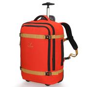 Hynes Eagle 42L Trolley Mochila de Viaje con Rodillos Equipaje de Mano para Hombres y Mujeres 17 Pulgadas Con Bolsillo Para Botella de Agua 54x35x23cm Naranja