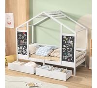 HYNHXBP Cama infantil de 90 x 200 cm de madera de pino maciza, cama de ensueño con zona de juegos, espacio de almacenamiento y paneles creativos, perfecta para niños y niñas, cama de casa con