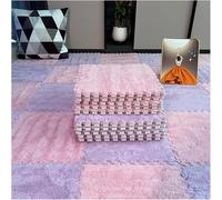 HynJGih 10 Piezas de tapete de Espuma de Retazos de Felpa, tapetes Cuadrados entrelazados, tapete de Espuma de Rompecabezas(Pink+Purple)