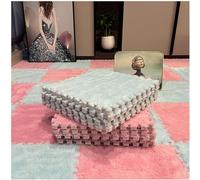 HynJGih 10 Piezas de tapete de Espuma de Retazos de Felpa, tapetes Cuadrados entrelazados, tapete de Espuma de Rompecabezas(Pink+Blue)