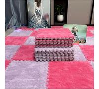 HynJGih 10 Piezas de tapete de Espuma de Retazos de Felpa, tapetes Cuadrados entrelazados, tapete de Espuma de Rompecabezas(Purple+Rose Red)