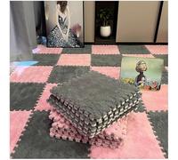 HynJGih 10 Piezas de tapete de Espuma de Retazos de Felpa, tapetes Cuadrados entrelazados, tapete de Espuma de Rompecabezas(Pink+Gray)