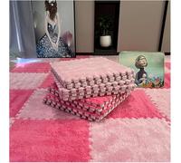 HynJGih 10 Piezas de tapete de Espuma de Retazos de Felpa, tapetes Cuadrados entrelazados, tapete de Espuma de Rompecabezas(Pink+Rose Red)