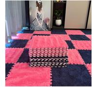 HynJGih 10 Piezas de tapete de Espuma de Retazos de Felpa, tapetes Cuadrados entrelazados, tapete de Espuma de Rompecabezas(Rose Red+Navy Blue)