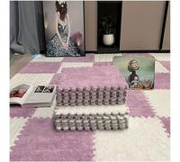 HynJGih 10 Piezas de tapete de Espuma de Retazos de Felpa, tapetes Cuadrados entrelazados, tapete de Espuma de Rompecabezas(White+Purple)