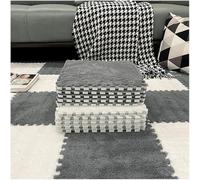 HynJGih 10 Piezas de tapete de Espuma de Retazos de Felpa, tapetes Cuadrados entrelazados, tapete de Espuma de Rompecabezas(White+Gray)