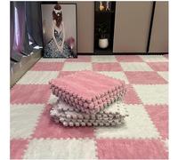 HynJGih 10 Piezas de tapete de Espuma de Retazos de Felpa, tapetes Cuadrados entrelazados, tapete de Espuma de Rompecabezas(White+Pink)