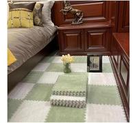 HynJGih 10 Piezas de tapete de Espuma de Retazos de Felpa, tapetes Cuadrados entrelazados, tapete de Espuma de Rompecabezas(White+Green)