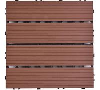 HynJGih 12 baldosas entrelazadas para exteriores, azulejos cuadrados mosaico para exteriores, baldosas de plástico de madera de plástico (A-Brown)