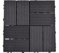 HynJGih 12 baldosas entrelazadas para exteriores, baldosas cuadradas de mosaico para exteriores, baldosas de plástico de madera y plástico (E-negro)