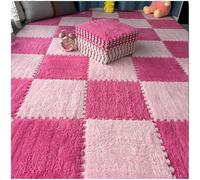 HynJGih 16 Uds. Alfombra de Espuma Felpa, Alfombra retales, for Gatear, alfombras entrelazadas Antideslizantes(Rose Red+Pink,1cm)