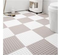 HynJGih Alfombra Antideslizante de Drenaje, Alfombra de Piso de Empalme Suave, Alfombra de baño Calada de Drenaje rápido for área húmeda, 11,8x11,8 Pulgadas(Brown-a+White,4pcs)