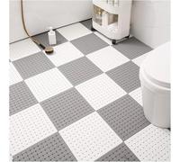 HynJGih Alfombra Antideslizante de Drenaje, Alfombra de Piso de Empalme Suave, Alfombra de baño Calada de Drenaje rápido for área húmeda, 11,8x11,8 Pulgadas(Grey-a+White,12pcs)