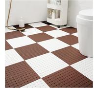 HynJGih Alfombra Antideslizante de Drenaje, Alfombra de Piso de Empalme Suave, Alfombra de baño Calada de Drenaje rápido for área húmeda, 11,8x11,8 Pulgadas(Brown-b+White,28pcs)