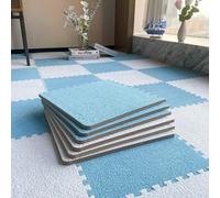 HynJGih Alfombra Cuadrada de Felpa entrelazada, 18 Uds., Alfombrilla de Espuma Antideslizante con Textura for Suelo, fácil de armar, Alfombrilla de Rompecabezas for Escalar(Sky Blue+Pink)