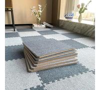 HynJGih Alfombra Cuadrada de Felpa entrelazada, 18 Uds., Alfombrilla de Espuma Antideslizante con Textura for Suelo, fácil de armar, Alfombrilla de Rompecabezas for Escalar(Dark Gray+Light Gray)