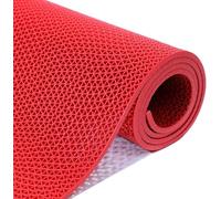 HynJGih Alfombrilla de Suelo Antideslizante con Drenaje for Ducha, Piscina, baño, Garaje, Cocina, Alfombrilla Hueca de PVC(Rosso,90cmx300cm)