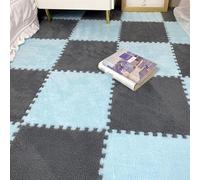 HynJGih Baldosas de Espuma entrelazadas, tapete de Rompecabezas, Alfombra Cuadrada de Felpa Suave, fácil de Instalar, 12/16/18 Uds., Bloques de alfombras esponjosas(Blue+Gray,12pcs)