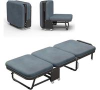 HynJGih Cama Plegable portátil for Adultos con colchón, Estructura de Tubo de Acero Engrosado, Ajustable en 6 Posiciones for el hogar y la Oficina.(180 * 65 * 27cm)