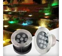 HynJGih Focos de exterior for paisajismo, luces subacuáticas empotradas, luces LED subacuáticas de acero inoxidable for estanques, RGB(9W)