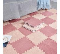 HynJGih Losetas de Alfombra entrelazadas retales Espuma Felpa, 24 Piezas, alfombras Rompecabezas baldosas cuadradas(Bean Paste+Apricot)