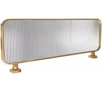 HynJGih Mampara de privacidad for encimera, panel translúcido y marco de acero inoxidable, separador de mesa de 30 cm de altura(Gold-b,120cm/47.2in)