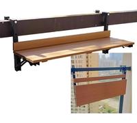 HynJGih Mesa Auxiliar con barandilla de balcón con sobremesa Plegable, Mesa de Bar casera, Mesa Plegable montada en la Pared(Wood Color)