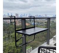 HynJGih Mesa Colgante Plegable, Mesa de Bar for balcón, barandilla, Mesa de barandilla for balcón, Soporte for Plantas con Marco de Metal for jardín y Patio(Nero)