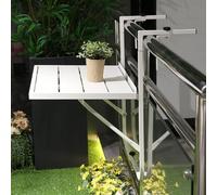 HynJGih Mesa Colgante Plegable, Mesa de Bar for balcón, barandilla, Mesa de barandilla for balcón, Soporte for Plantas con Marco de Metal for jardín y Patio(Bianco)