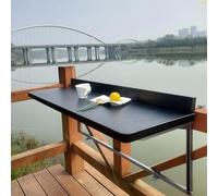HynJGih Mesa de balcón, mesa de bar de balcón para barandilla, escritorio de balcón, mesa de barandilla colgante plegable de balcón. (negro, 80 x 40 cm