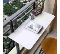 HynJGih Mesa de Bar for balcón for barandilla, Media Mesa Colgante, Mesa con barandilla Plegable de mármol, Mesa Auxiliar montada en la Pared(Black Stand,100 * 35cm)