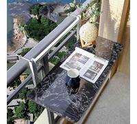 HynJGih Mesa plegable para exteriores para terraza, jardín y balcón, mesa plegable, mesa colgante con barandilla de mármol (negro, 80 x 35 cm)