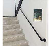HynJGih Pasamanos de Escalera contra la Pared Mango de Agarre Antideslizante de Tubo Redondo for escaleras de Interior y Exterior Soporte de Montaje en Pared Negro(1.6Ft/50Cm(1 Section))