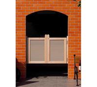 HynJGih Puerta de entrada de madera maciza, puerta abatible de dos divisiones interior y exterior, puerta a mitad de camino de troncos de barra vintage(100x90cm)