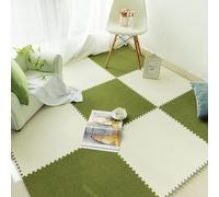 HynJGih Tapete de Piso Entrelazado Cuadrado de Pelo Corto, 12 Piezas, tapete de Espuma for Rompecabezas, Alfombra for área de Rompecabezas, cortable(Grass Green+White)