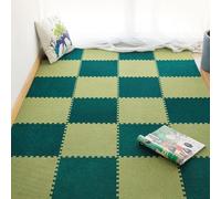 HynJGih Tapete de Piso Entrelazado Cuadrado de Pelo Corto, 12 Piezas, tapete de Espuma for Rompecabezas, Alfombra for área de Rompecabezas, cortable(Dark Green+Grass Green)
