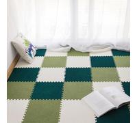 HynJGih Tapete de Piso Entrelazado Cuadrado de Pelo Corto, 12 Piezas, tapete de Espuma for Rompecabezas, Alfombra for área de Rompecabezas, cortable(Dark Green+Grass Green+White)