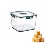 Hynorian Caja para queso nevera con temporizador, fondo de drenaje, tapa con junta, caja de queso PET transparente, apilable, incluye orificio de ventilación para organización de cocina y frigorífico