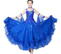 Hynyjxjy A,M, Vestidos De Profesionales De Baile De Salón para Mujer Trajes De Baile De Salsa con Tirantes Ropa De Baile De Vals Sin Espalda Atuendo De Baile De Social con Tul Swing