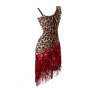 Hynyjxjy ,A,S, Roupa De Dança Latina para Mulher Com Estampa De Leopardo Vestidos De Dança De Salão Com Lantejoulas para Apresentações Roupa De Dança De Salsa Roupa De Dança Cha Cha